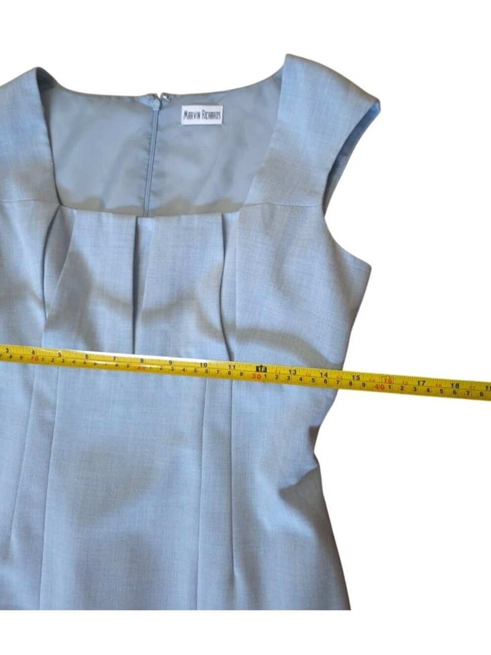 Marvin Richards Womens Light Blue Sheath Dress S- 6 Pleated Lined Career Office - Picture 8 of 9